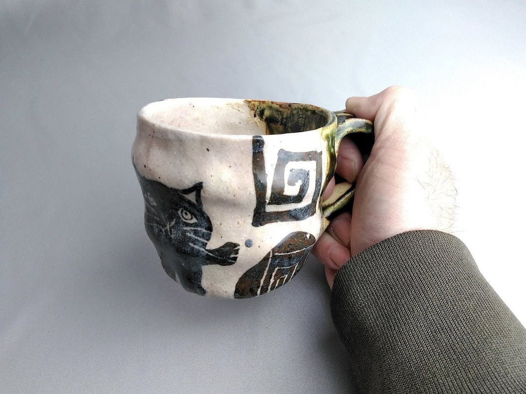 Geometric Pattern Black cat Mug - Crafted By Hiroshi Sato
