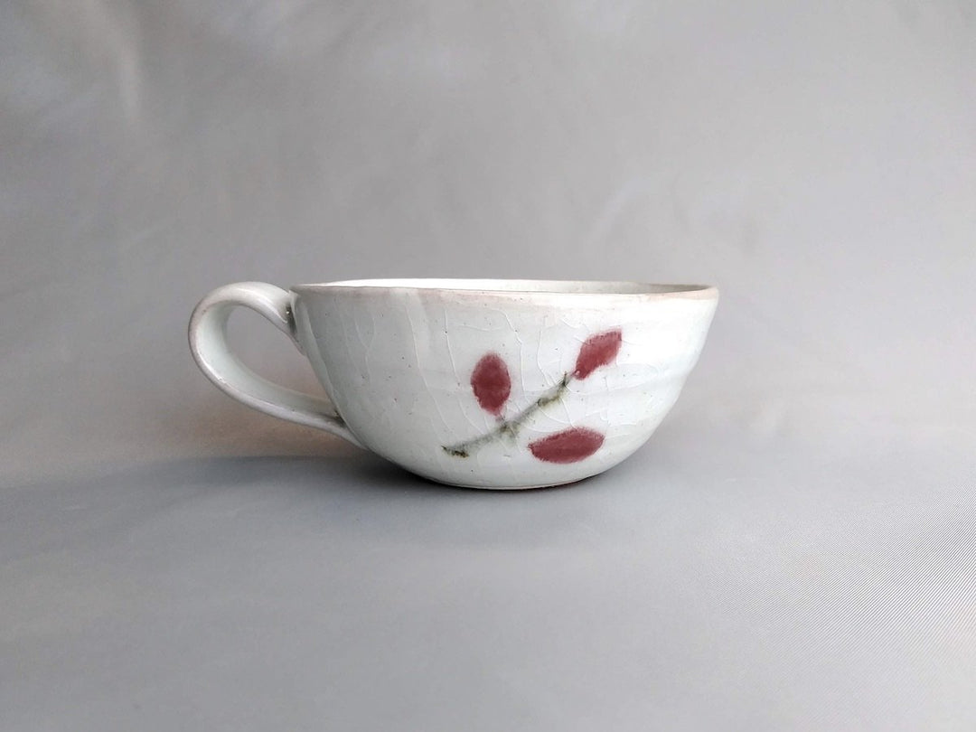 Red Leaf Soup Mug - Crafted By Iwao Pottery