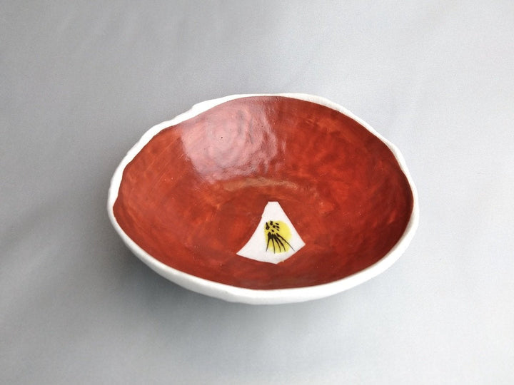 Red-painted Camellia modified Small Bowl - Crafted By Masaaki Hibino