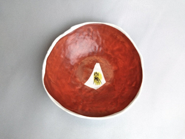 Red-painted Camellia modified Small Bowl - Crafted By Masaaki Hibino