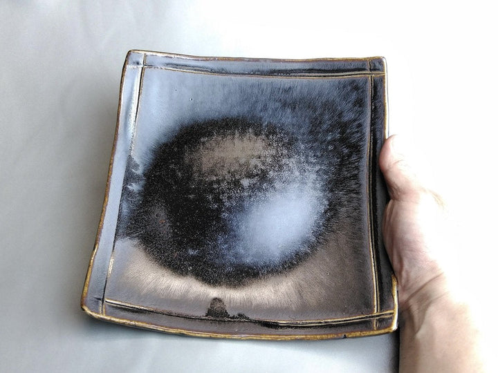 Kiln-hen raster 7-Sun Square Plate - Crafted By Hakudo Kiln
