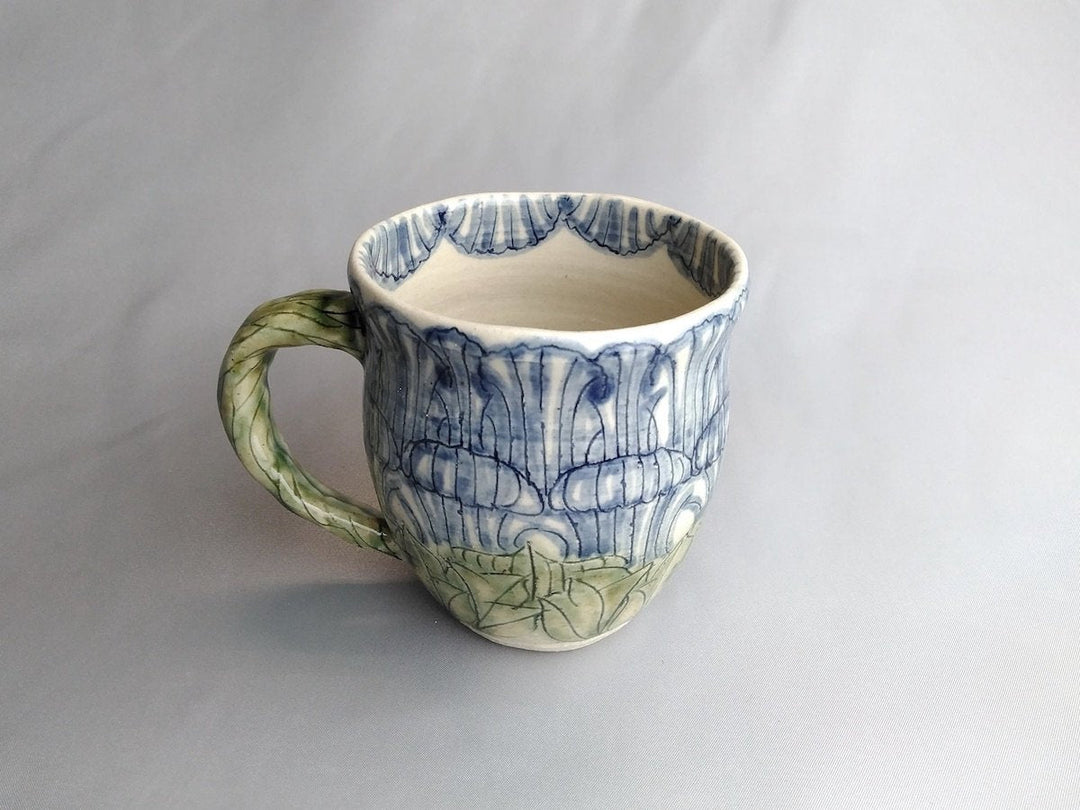 Peony Flower Mug Blue — Hand-Painted Japanese Pottery by Yoshihei Kato
