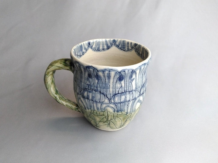 Peony Flower Mug Blue — Hand-Painted Japanese Pottery by Yoshihei Kato