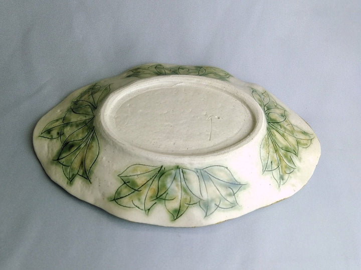 Peony Flower boat-Shaped dish Green - Crafted By Yoshihei Kato