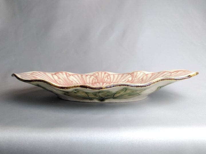 Peony Flower boat-Shaped Plate Red - Crafted By Yoshihei Kato
