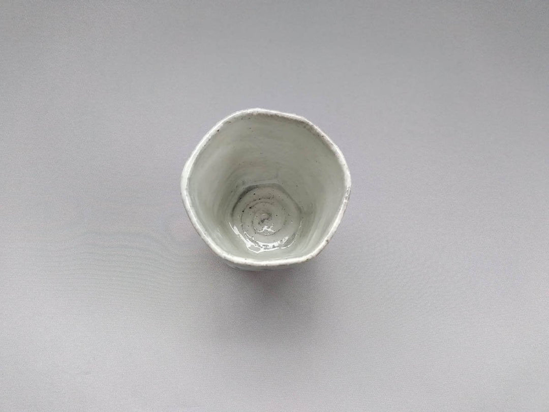 White Slip Hemp Leaf Hexagonal Tea Cup Blue - Crafted By Shigehisa Miura