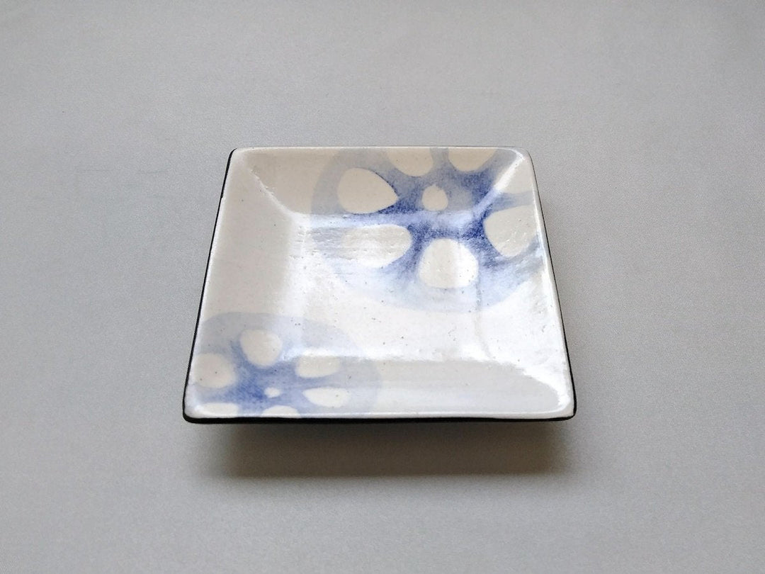 WAshi-Underglazed lotus root Square Small Plate - Crafted By Yasumi Pottery
