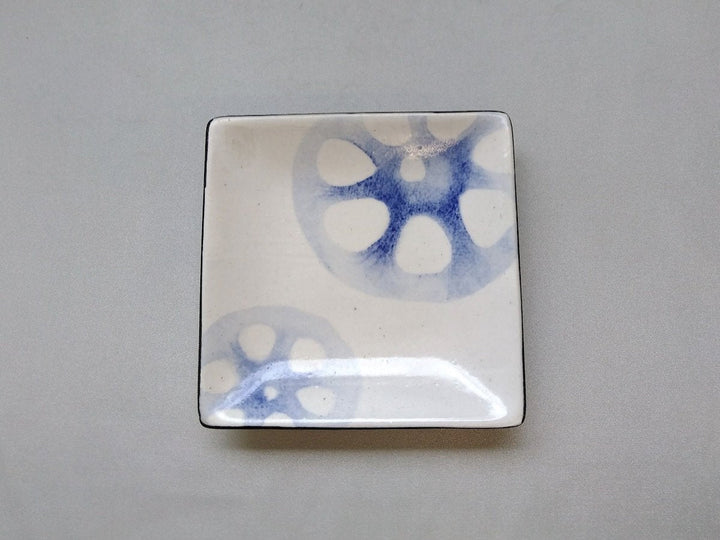 WAshi-Underglazed lotus root Square Small Plate - Crafted By Yasumi Pottery