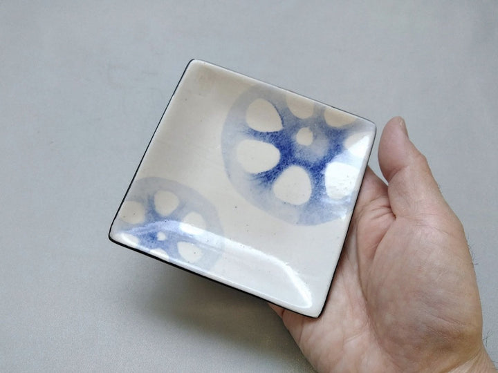 WAshi-Underglazed lotus root Square Small Plate - Crafted By Yasumi Pottery