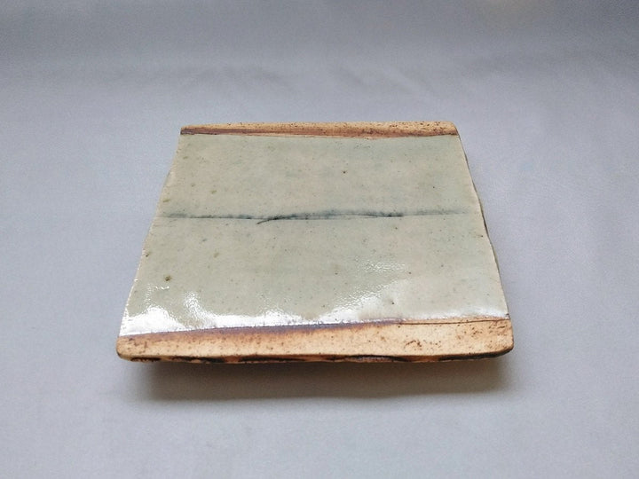 Ash Glazed wire Carving 5-Sun Square Plate - Crafted By Yoshitaka Kato