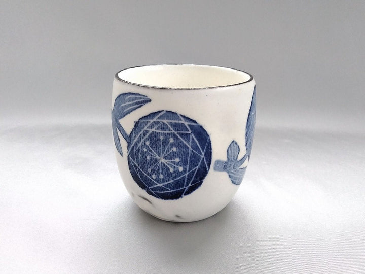 Japanese paper Underglazed Blue Flower dimpled Cup - Crafted By Yasumi Pottery