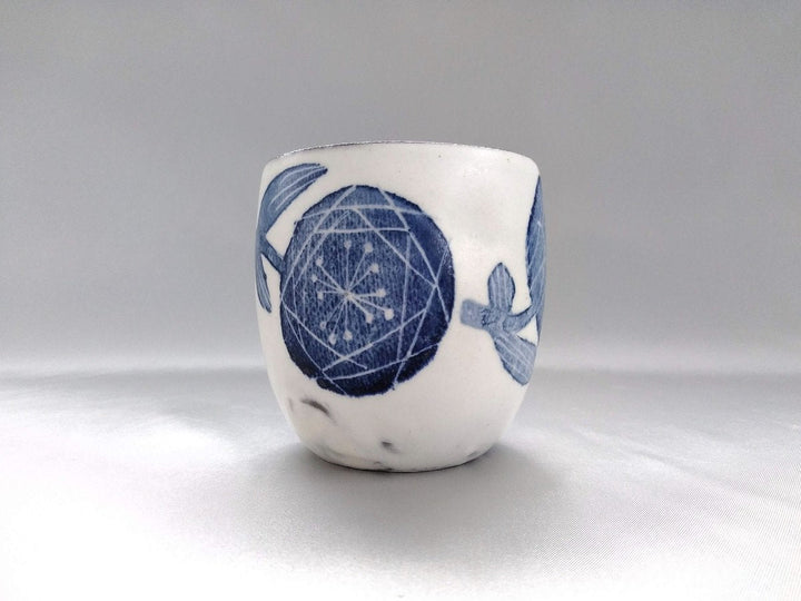 Japanese paper Underglazed Blue Flower dimpled Cup - Crafted By Yasumi Pottery