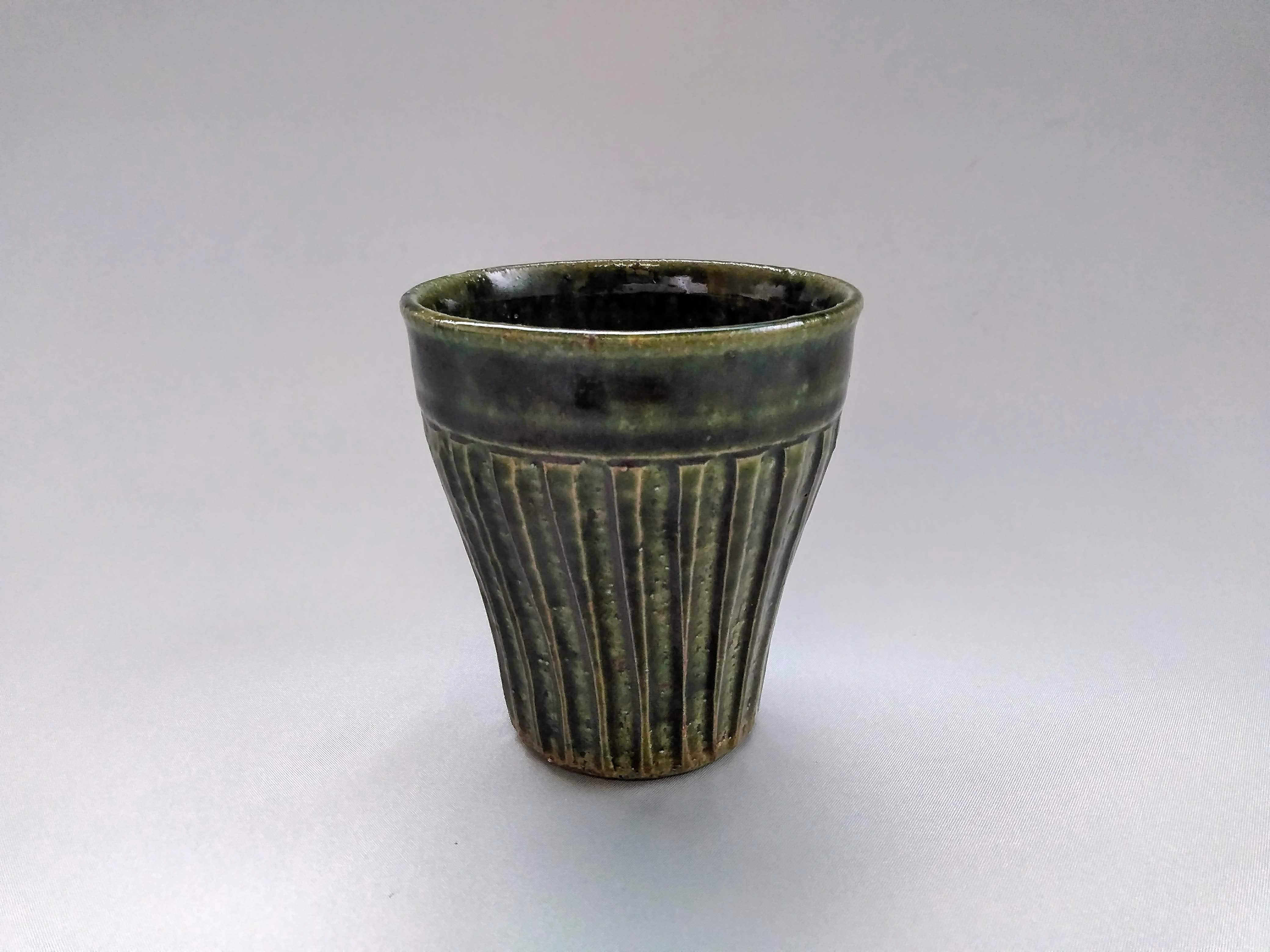 Ridged Warp Free Cup Oribe - Crafted By Kiyohide Yokoi