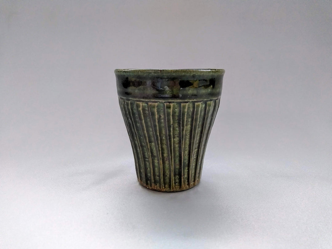 Ridged Warp Free Cup Oribe - Crafted By Kiyohide Yokoi