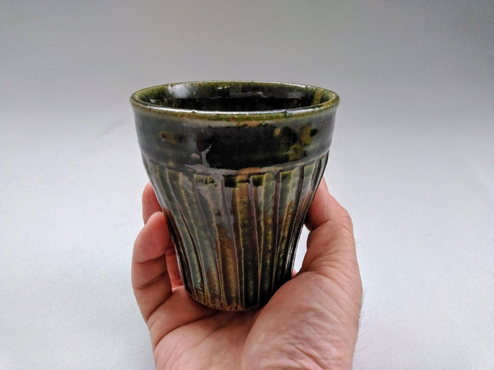 Ridged Warp Free Cup Oribe - Crafted By Kiyohide Yokoi