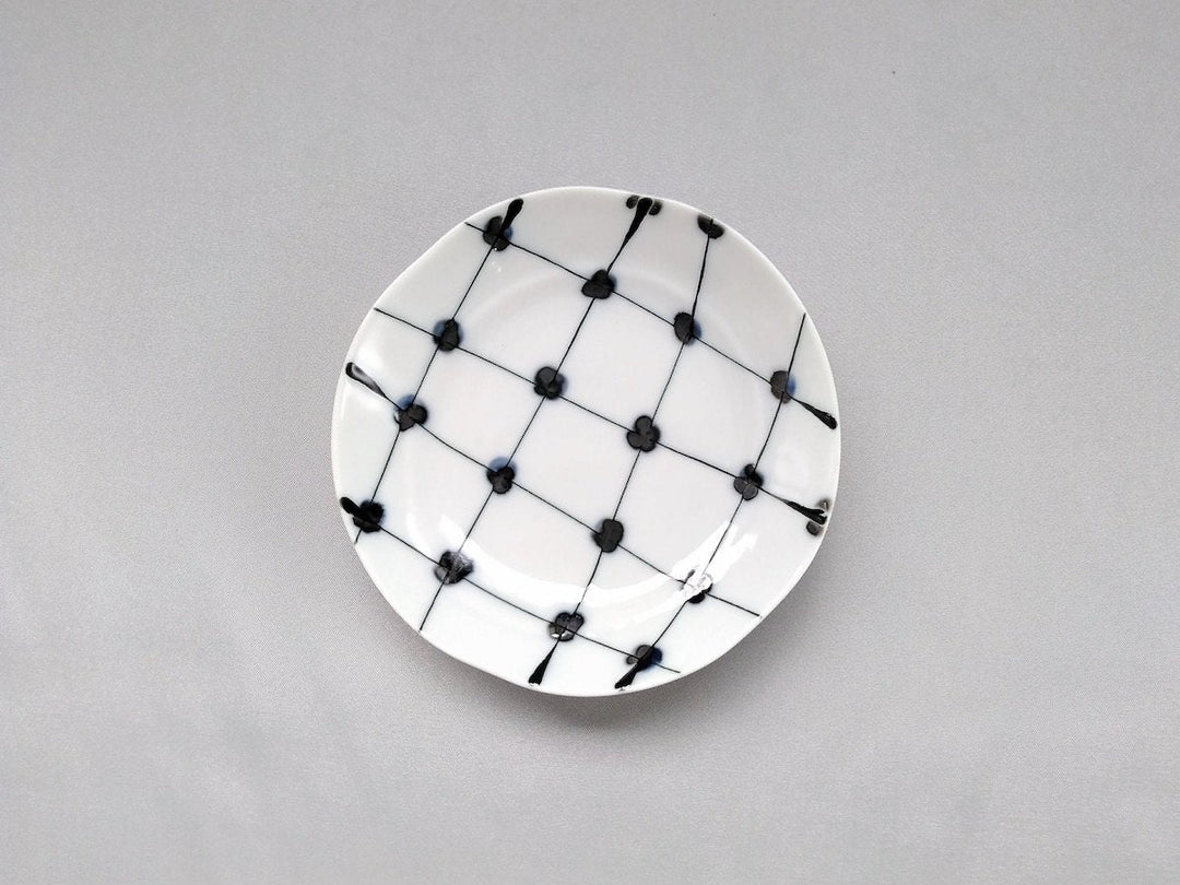 Dotted Grid Pattern Small Plate - Crafted By Fukuho Kiln