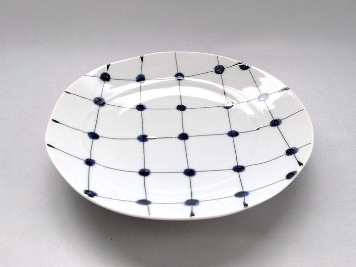 Dotted Grid Pattern 6.5-Sun Plate — Hand-Glazed Japanese Porcelain by Fukuho Kiln