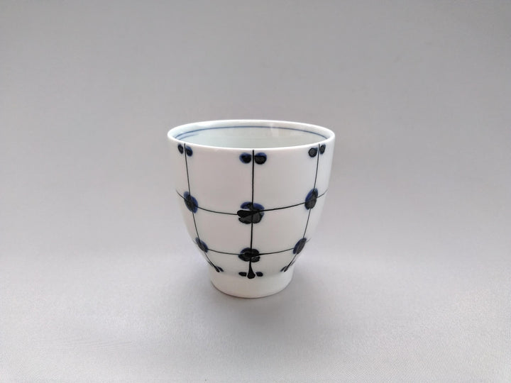 Dot Grid Tea Cup Blue — Hand-Glazed Japanese Pottery by Fukuho Kiln