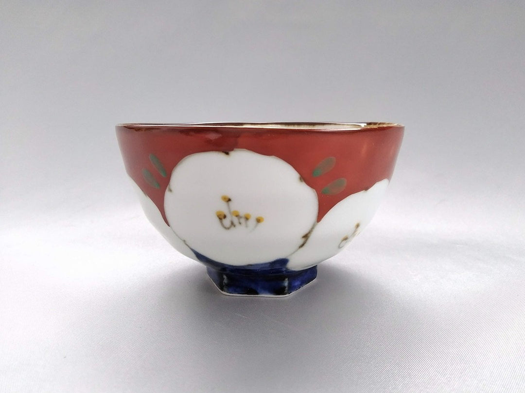 Dark Flower Hexagonal elevated Rice Bowl Red - Crafted By Fukuho Kiln