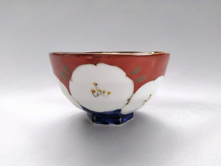 Dark Flower Hexagonal elevated Rice Bowl Red - Crafted By Fukuho Kiln