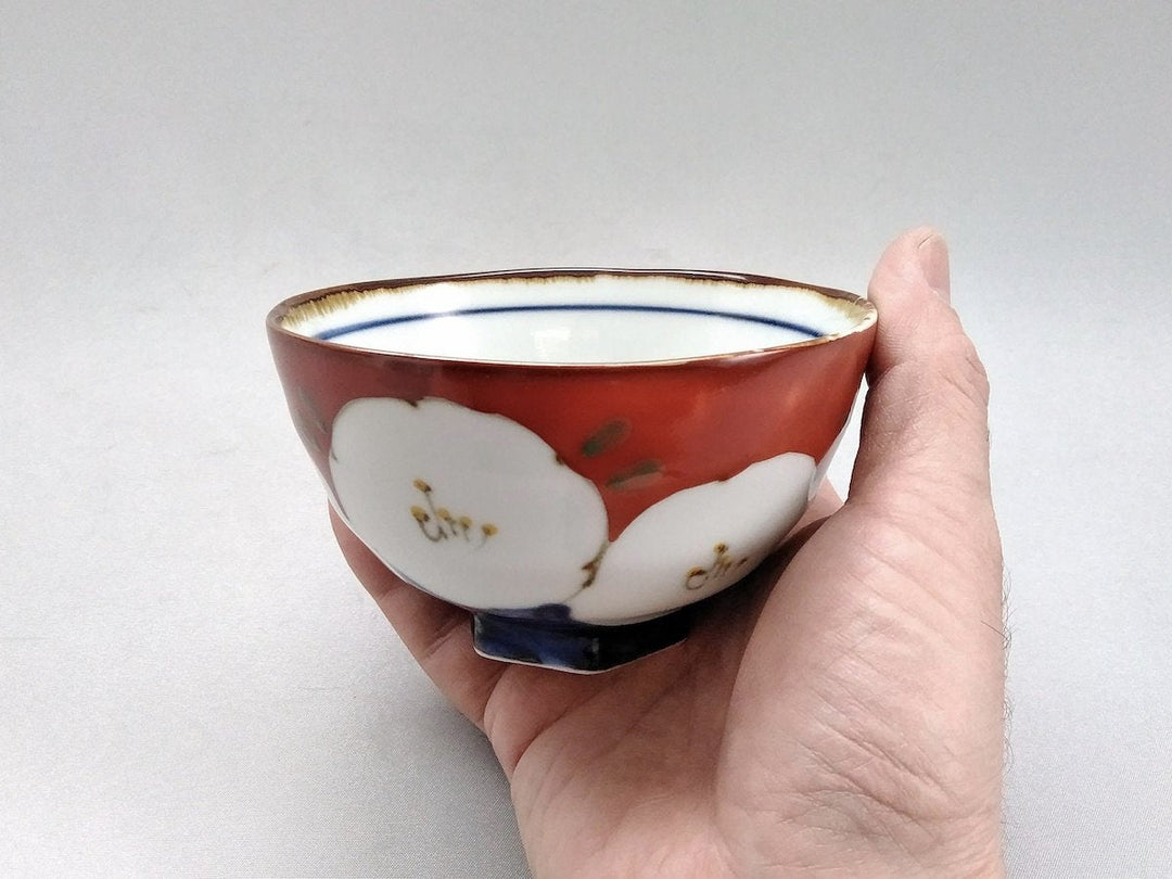 Dark Flower Hexagonal elevated Rice Bowl Red — Hand-Glazed Japanese Porcelain by My Store