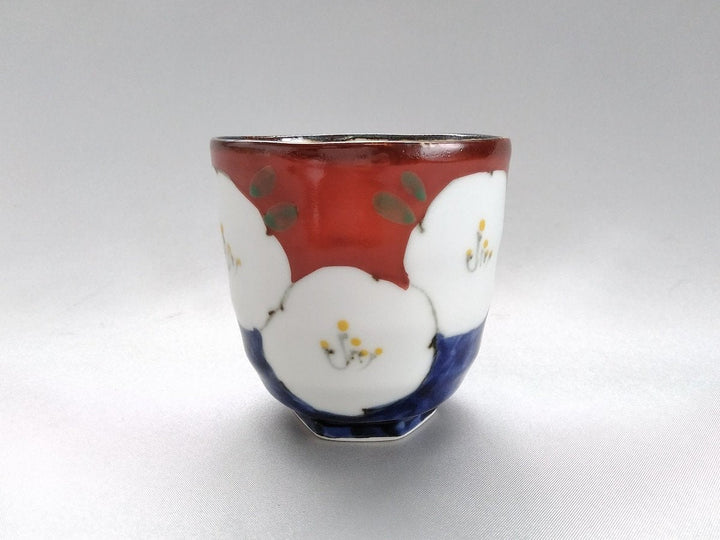 Dark Flower Hexagonal hill Tea Cup Red — Hand-Painted Japanese Pottery by Fukuho Kiln