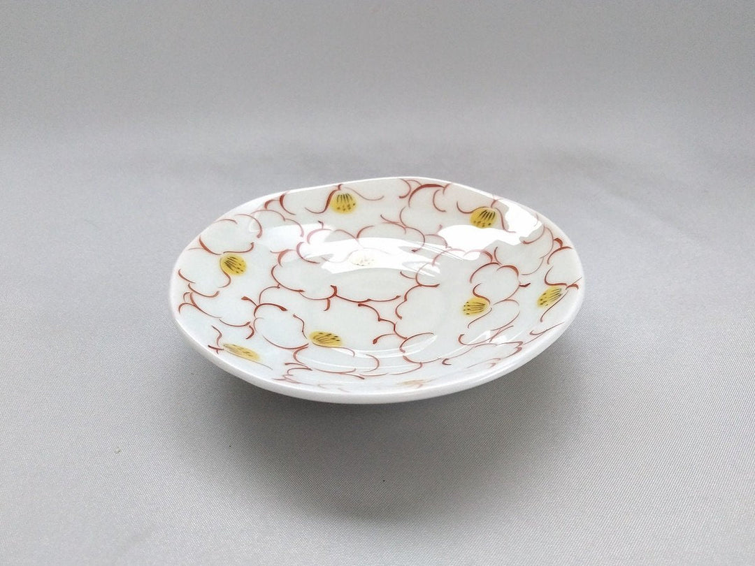 Flower-filled Small Plate Red - Crafted By Koso Kiln