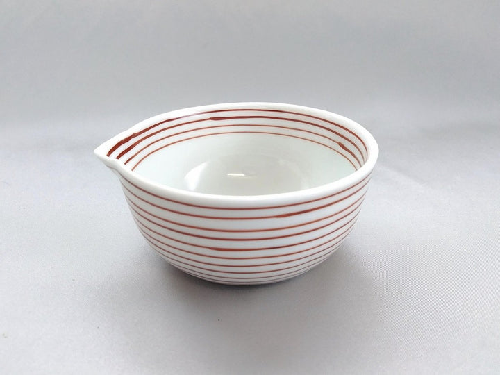 Line Line Katakuchi Sake Pourer Small Bowl Red - Crafted By Koso Kiln