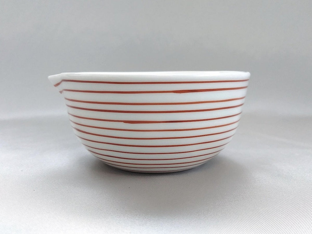 Line Line Katakuchi Sake Pourer Small Bowl Red - Crafted By Koso Kiln