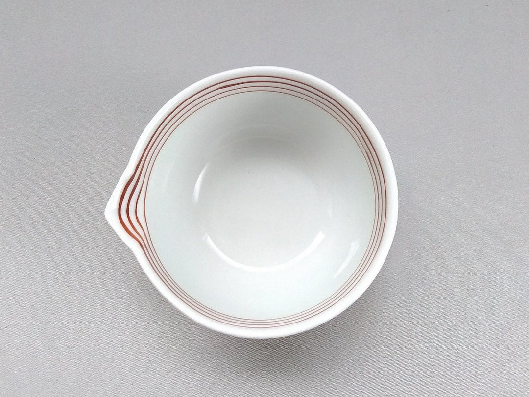 Line Line Katakuchi Sake Pourer Small Bowl Red - Crafted By Koso Kiln