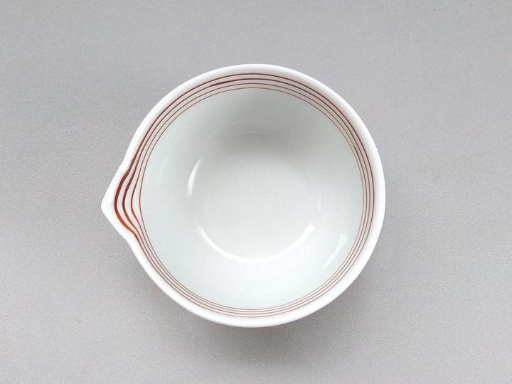 Line Line Katakuchi Sake Pourer Small Bowl Red - Crafted By Koso Kiln