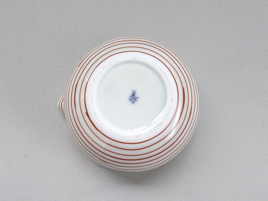 Line Line Katakuchi Sake Pourer Small Bowl Red - Crafted By Koso Kiln