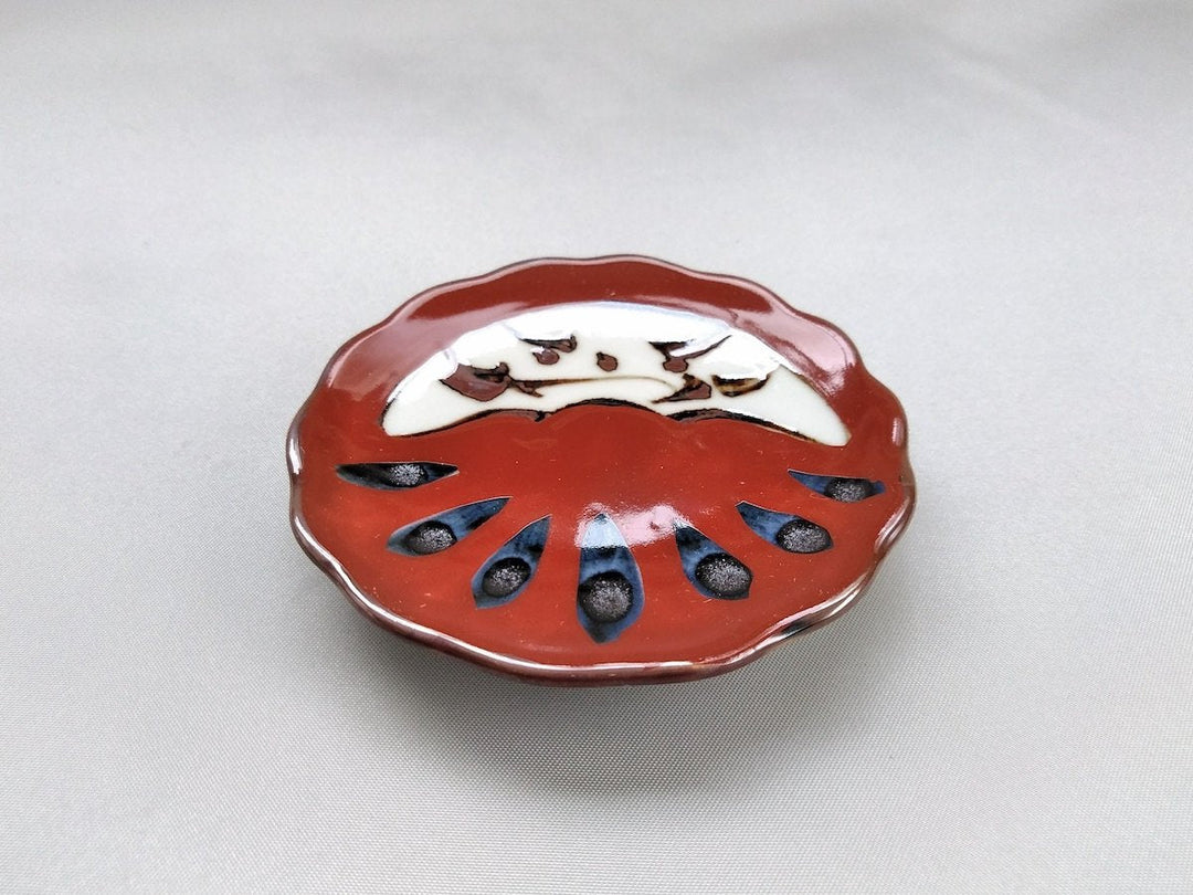 Red pea Plate daruma - Crafted By Soramoe Pottery