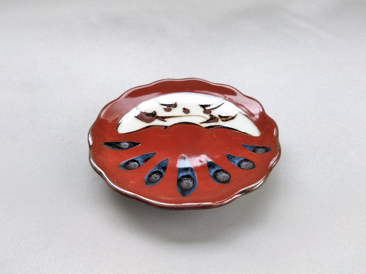 Red pea Plate daruma - Crafted By Soramoe Pottery