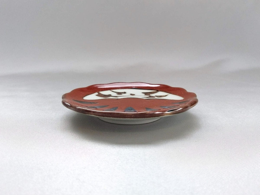 Red pea Plate daruma - Crafted By Soramoe Pottery