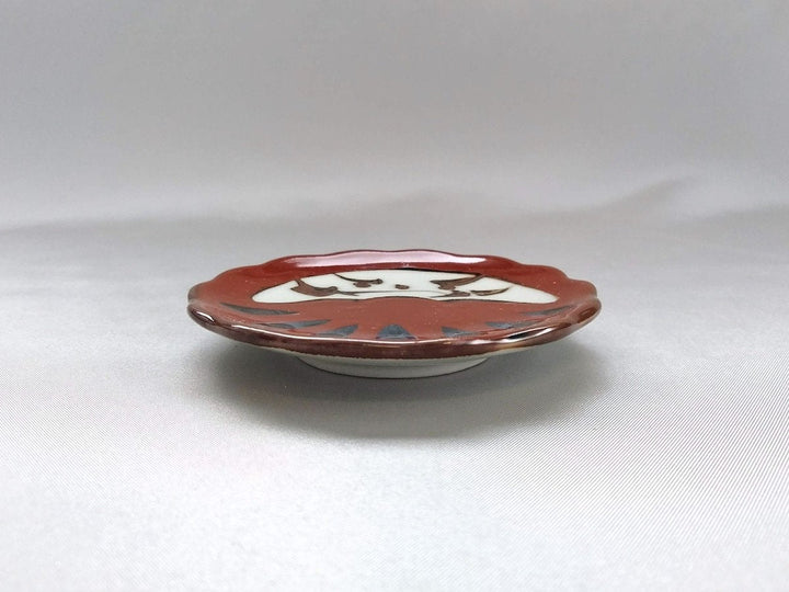 Red pea Plate daruma - Crafted By Soramoe Pottery