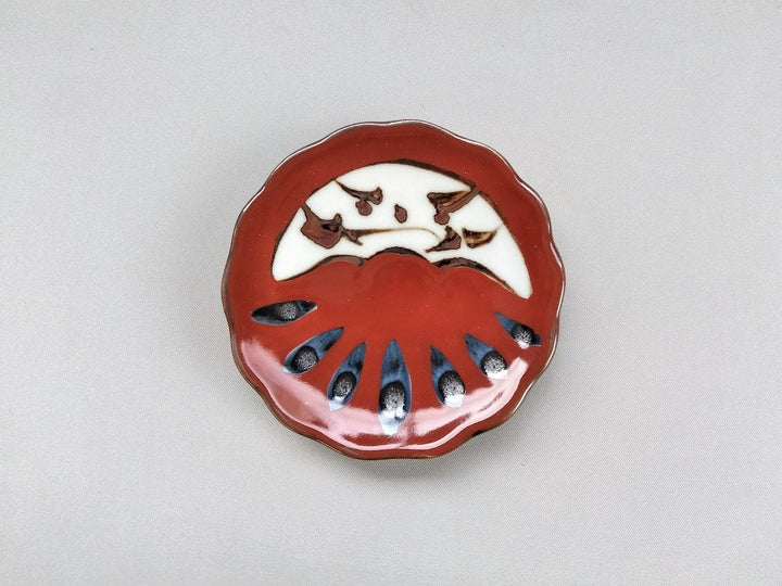 Red pea Plate daruma - Crafted By Soramoe Pottery