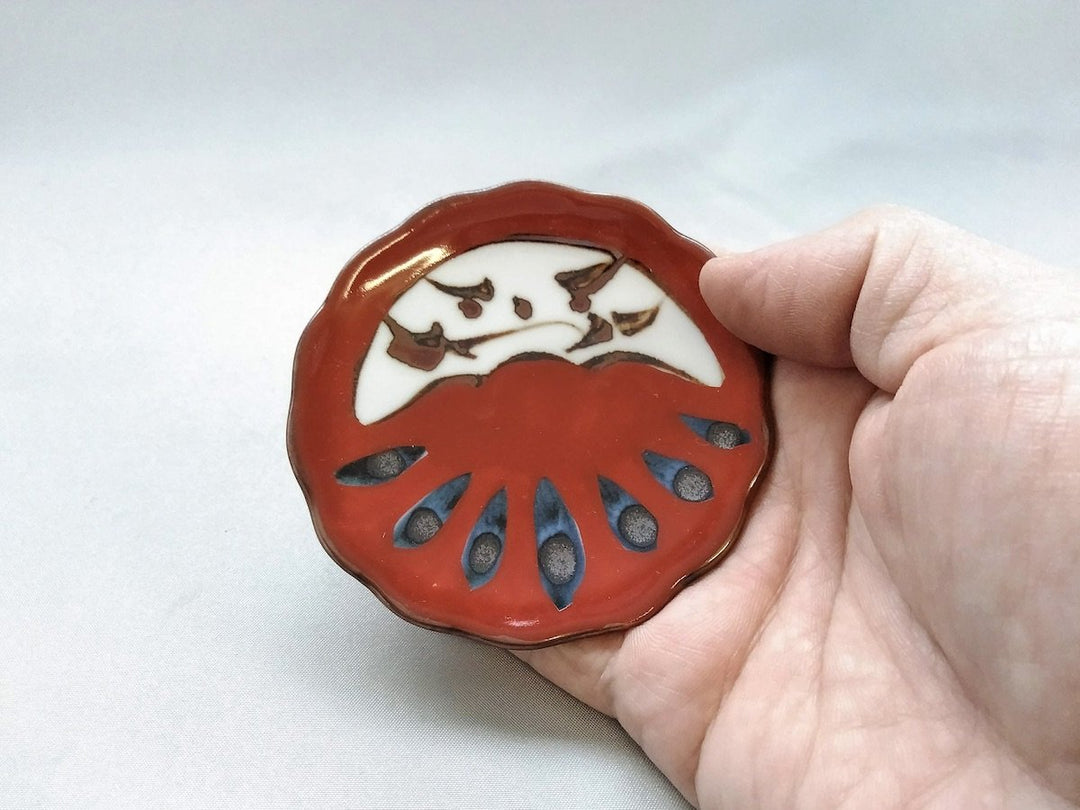 Red pea Plate daruma - Crafted By Soramoe Pottery