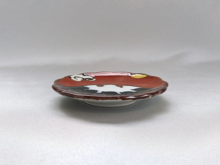 Red-Colored Small Plate Mt. Fuji - Crafted By Soramoe Pottery