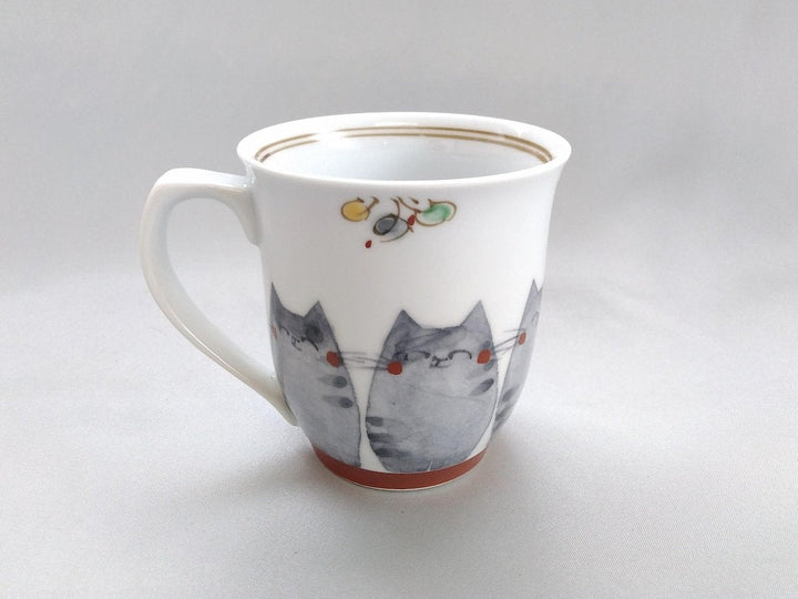 Japanese paper Underglazed cat Mug Red - Crafted By Soramoe Pottery