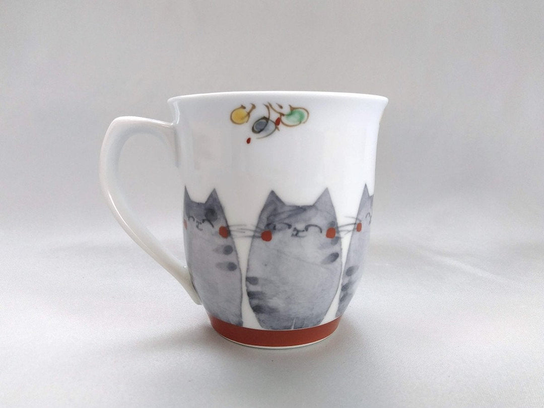 Japanese paper Underglazed cat Mug Red - Crafted By Soramoe Pottery