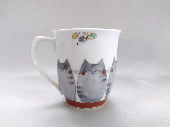 Japanese paper Underglazed cat Mug Red - Crafted By Soramoe Pottery