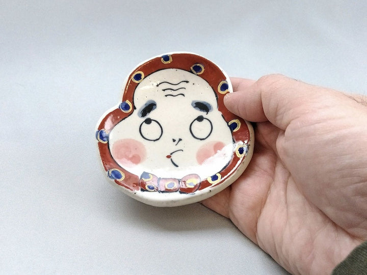 Hyottoko face-Shaped Small Plate — Hand-Glazed Japanese Pottery by Pottery Raku