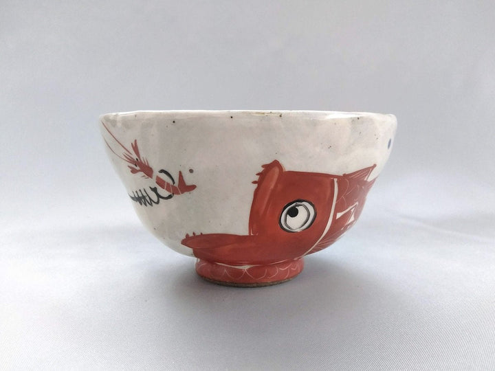 Shrimp and sea bream Rice Bowl Red - Crafted By Pottery Raku