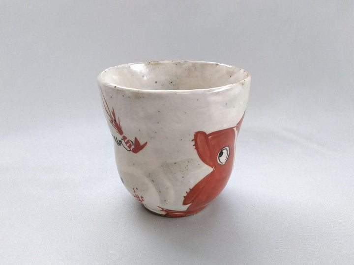Shrimp and sea bream Tea Cup Red — Hand-Glazed Japanese Pottery by Pottery Raku