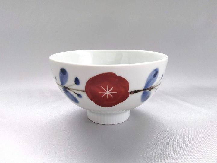 Small Rice Bowl with Underglazed Flowers Red - Crafted By Koyo Kiln