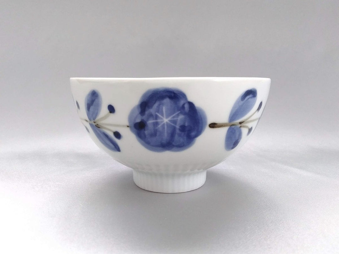 Large Rice Bowl with Underglazed Flowers Blue - Crafted By Koyo Kiln