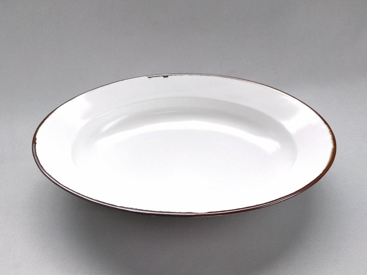 Rim Oval Plate Rim rust White mat - Crafted By Koyo Kiln