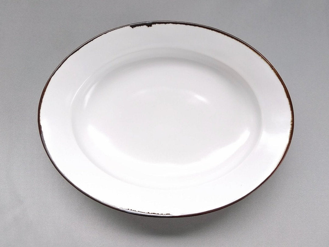Rim Oval Plate Rim rust White mat - Crafted By Koyo Kiln