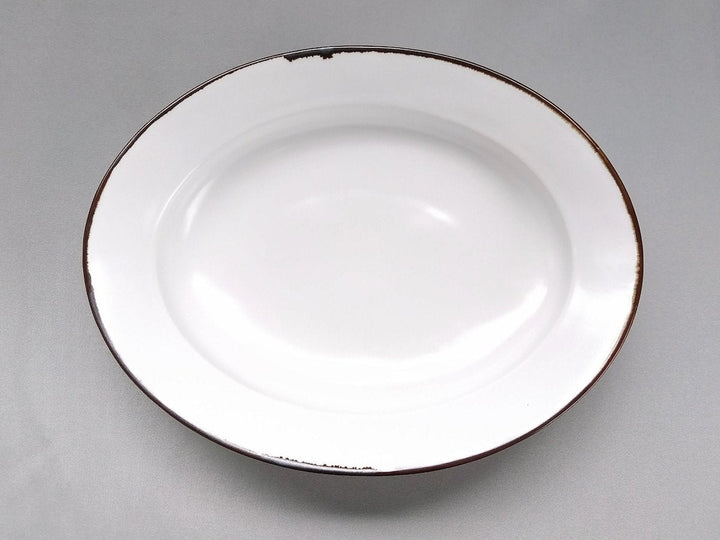 Rim Oval Plate Rim rust White mat - Crafted By Koyo Kiln